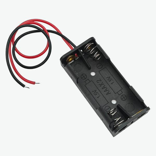 2 x AAA Battery Holder with Wires - Plastic Case for 3V Power Supply