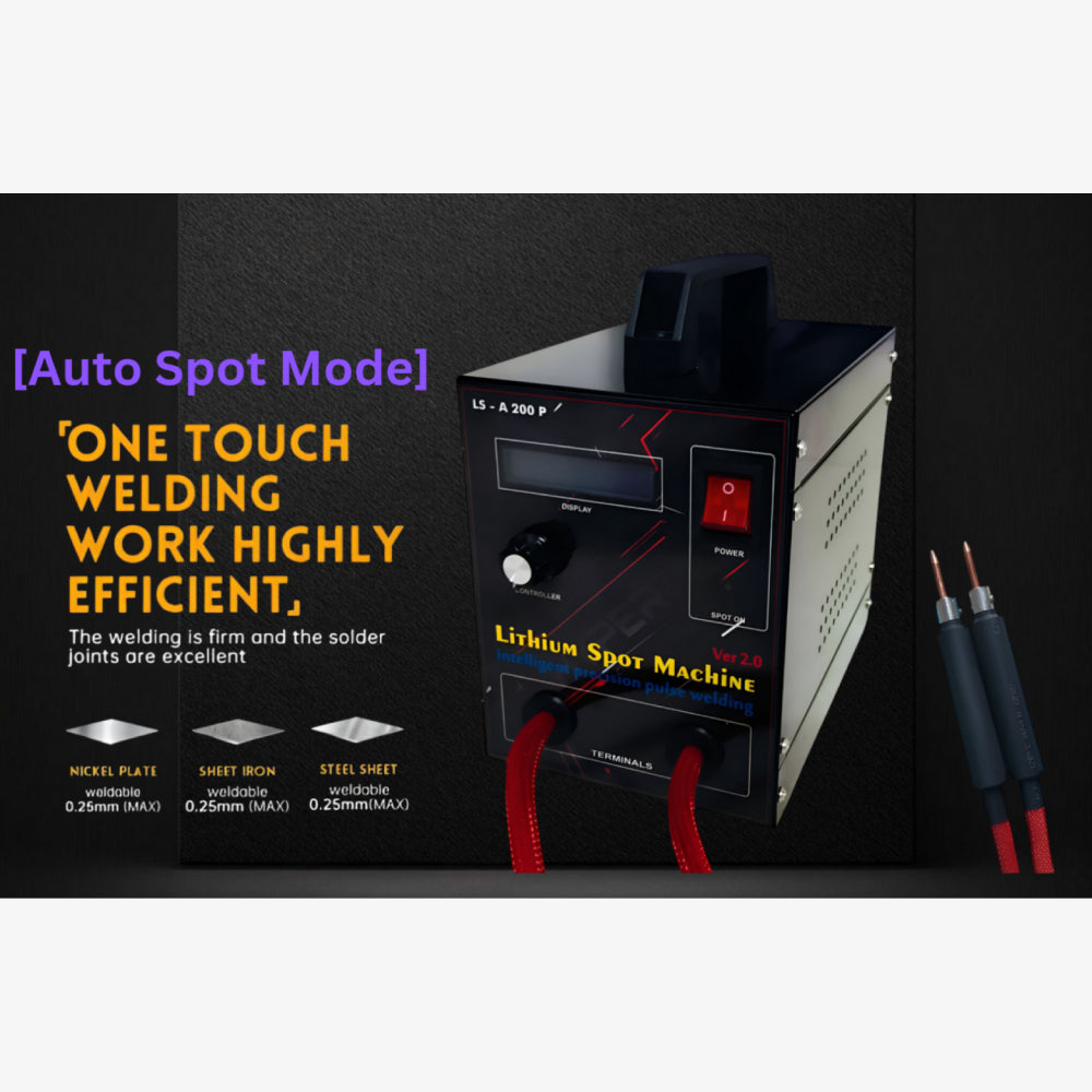 3.5 KVA LS-A200 Portable Lithium Cell Spot Welding Machine for Battery Pack - Includes Double Pen and Pedal