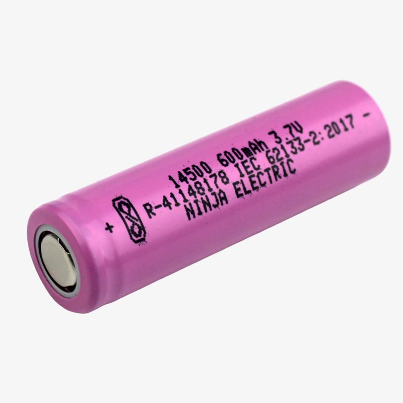 3.7V 600mAh 14500 Li-ion Rechargeable Battery Cell