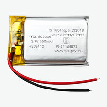 Load image into Gallery viewer, 3.7V 500mAh Li-Po Rechargeable Battery 