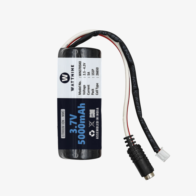 WATTNINE® 3.7V 5000mAh Rechargeable Lithium Battery Pack with Warranty for GPS, CCTV, and Commercial Application