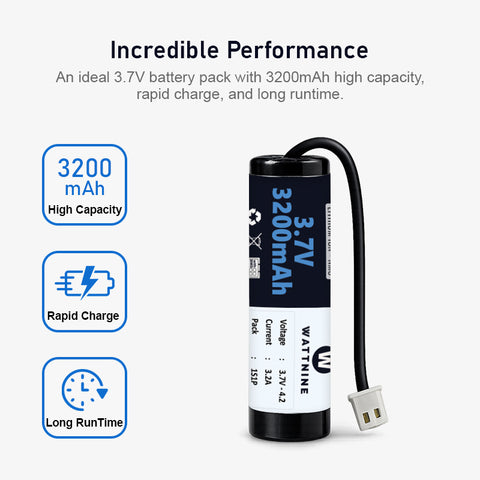 WATTNINE® 3.7V 3200mAh Rechargeable Lithium-ion Battery Pack 