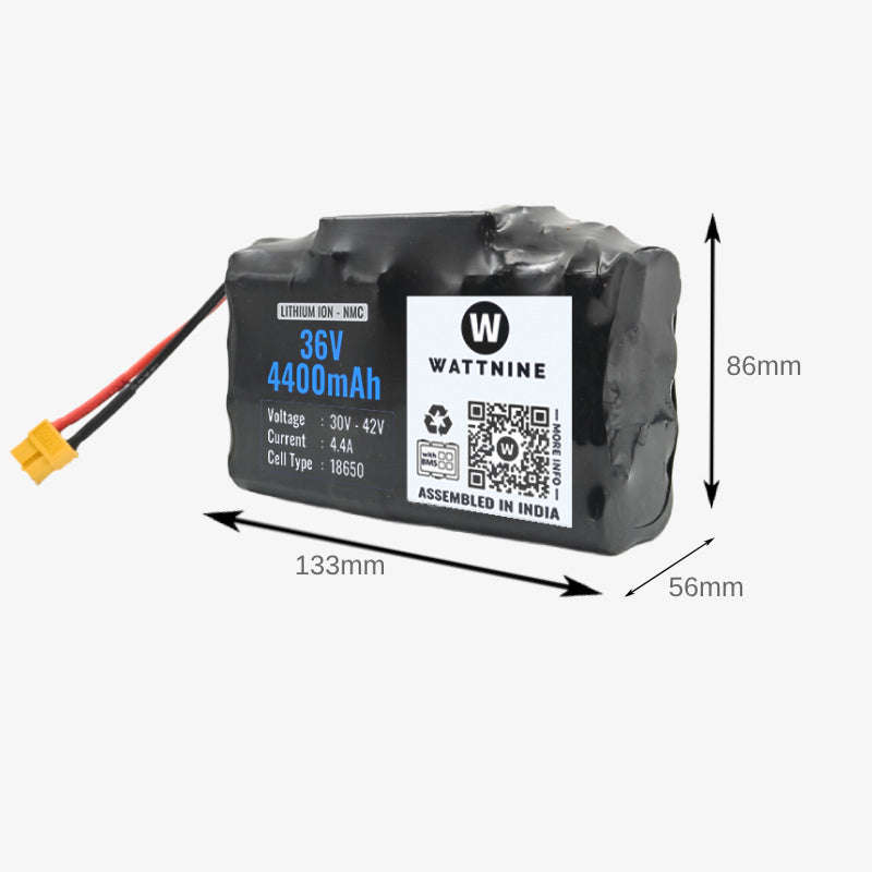 36V 4.4Ah hoverboard battery dimensions