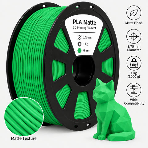 3D Printing Filaments PLA Matte 1kg, 1.75mm (Green)