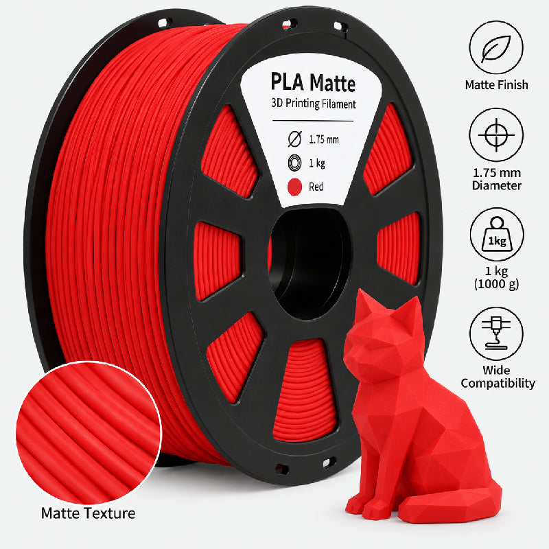 3D Printing Filaments PLA Matte 1kg, 1.75mm (Red)