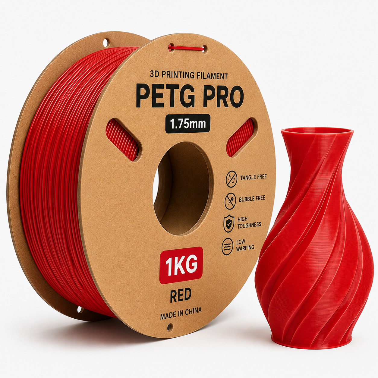 3D Printing Filaments PETG Pro 1kg, 1.75mm (RED)