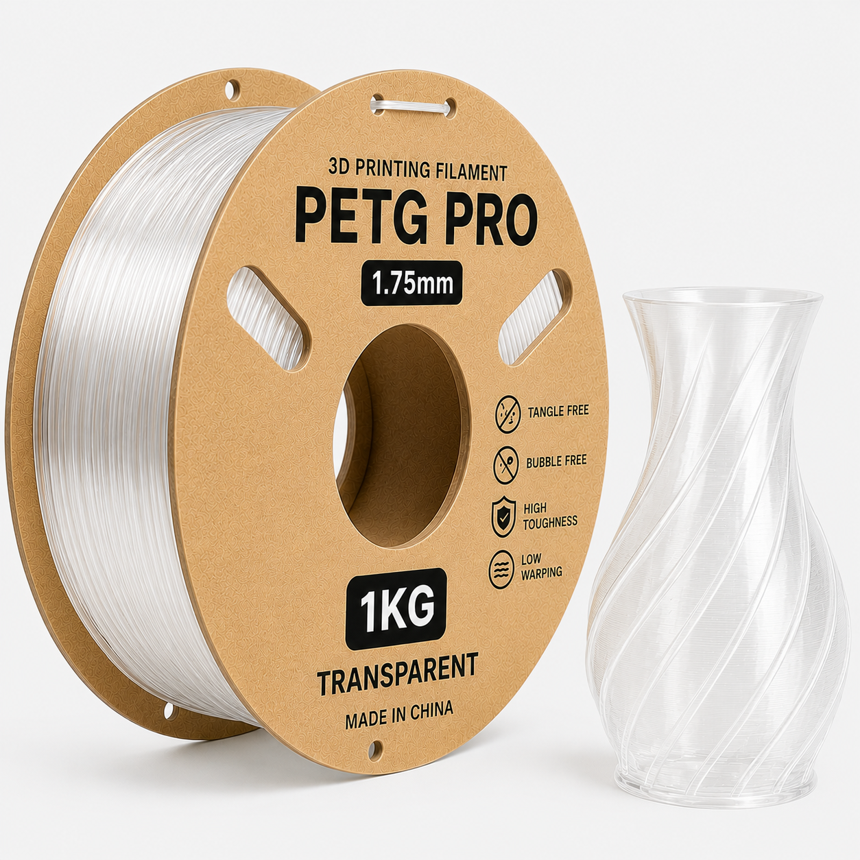 3D Printing Filaments PETG Pro 1kg, 1.75mm (Transparent)