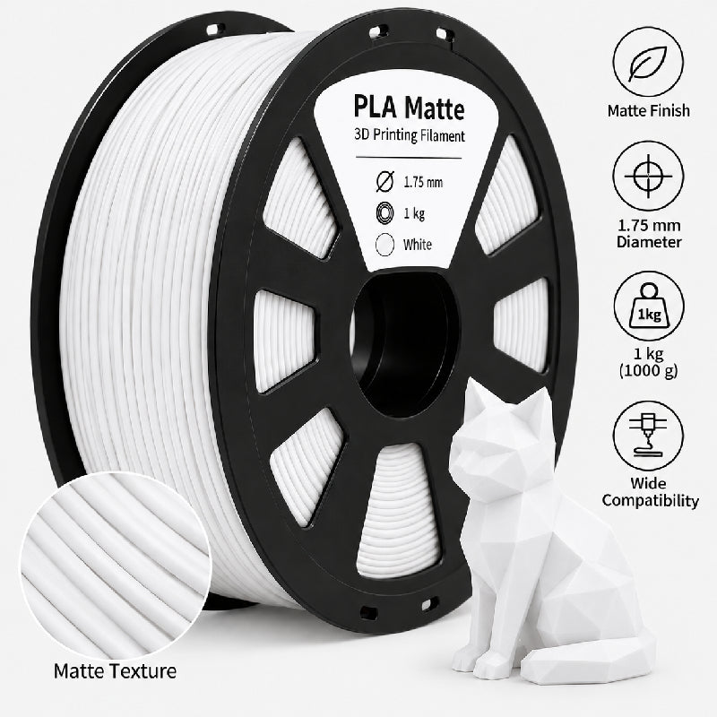 3D Printing Filaments PLA Matte 1kg, 1.75mm (White)