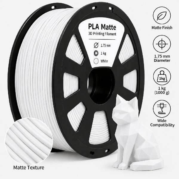 3D Printing Filaments PLA Matte 1kg, 1.75mm (White)