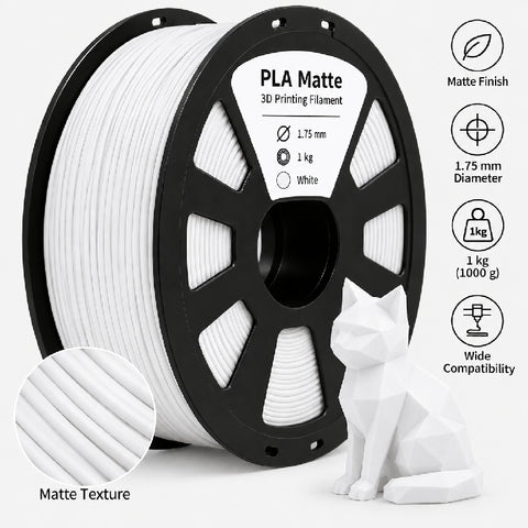 3D Printing Filaments PLA Matte 1kg, 1.75mm (White)