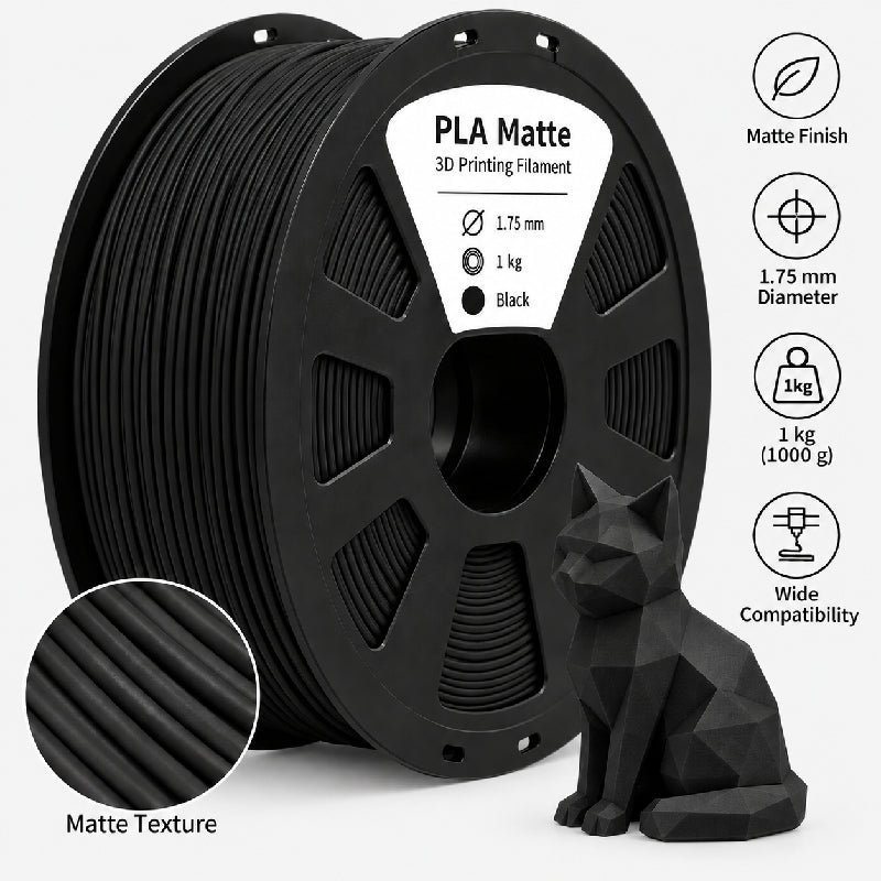 3D Printing Filaments PLA Matte 1kg, 1.75mm (Black)