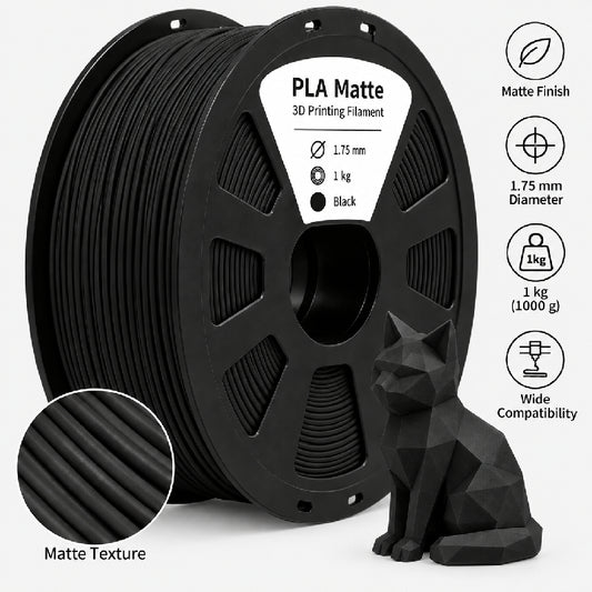 3D Printing Filaments PLA Matte 1kg, 1.75mm (Black)