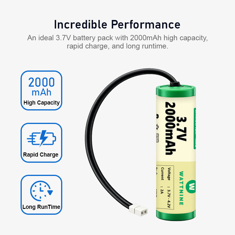WATTNINE® 3.7V 2000mAh Rechargeable Lithium-ion Battery Pack with Warranty for GPS, CCTV, and Commercial Application