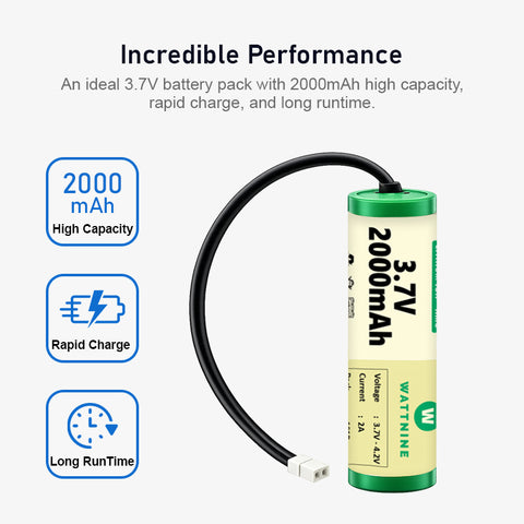 WATTNINE® 3.7V 2000mAh Rechargeable Lithium-ion Battery Pack with Warranty for GPS, CCTV, and Commercial Application