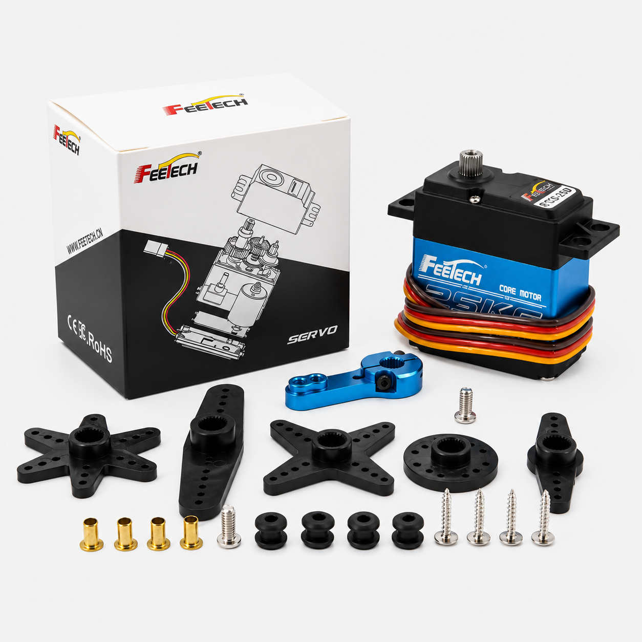 FT5330M 7.4V 35kg Steel Gear Digital Servo Motor - 180 degree