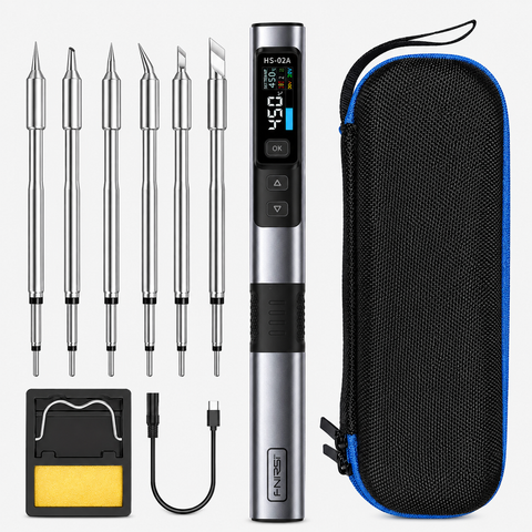 FNIRSI® HS-02A Plus Intelligent Electric Soldering Iron (6 Tips)