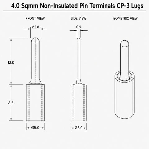 4.0 sqmm non-insulated pin Terminals CP-3 Lugs