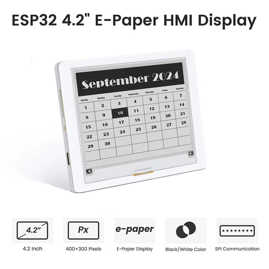 CrowPanel ESP32 4.2inch E-paper HMI Display with 400*300 Resolution Black/White Color Driven By SPI Interface