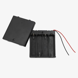 Black Plastic Storage Box Case Holder For Battery 4 X AA Cell Box with On/Off Switch