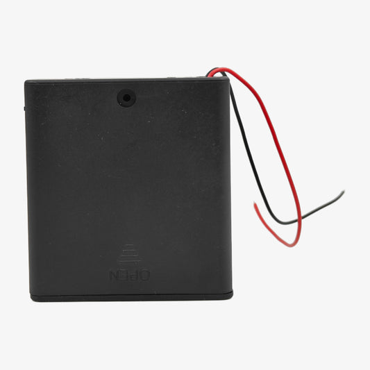 Black Plastic Storage Box Case Holder For Battery 4 X AA Cell Box with On/Off Switch