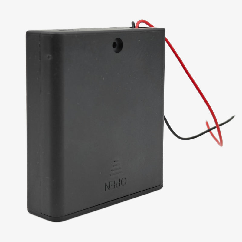 Black Plastic Storage Box Case Holder For Battery 4 X AA Cell Box with On/Off Switch