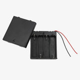 4 x AA Black Plastic Storage Box Case Holder with Cover and ON/OFF Switch
