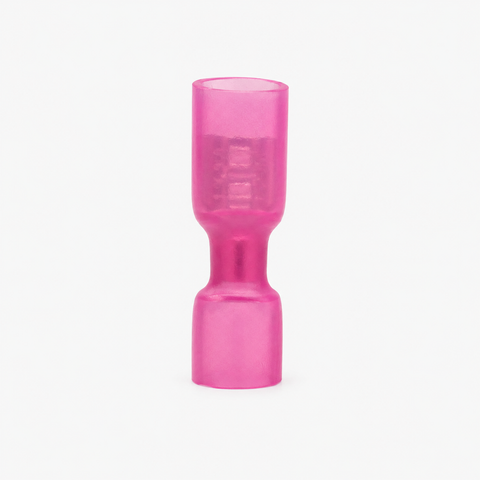 HFDFD1.25-250 Brass Female Insulated Spade Joint Cable Wire Connector 1.5-2.5 sqmm (22-16 AWG) - Pink
