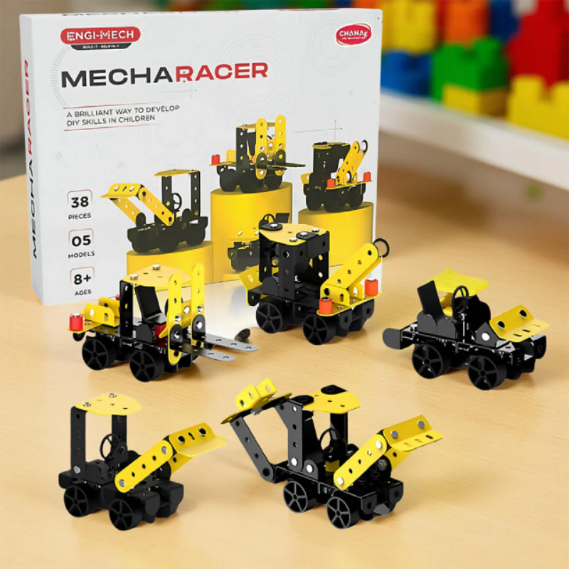5-in-1 Mecha Racer DIY Construction Kit - 38 Pieces STEM Toy for Kids 8+