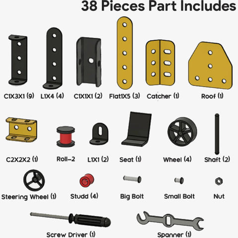 5-in-1 Mecha Racer DIY Construction Kit - 38 Pieces
