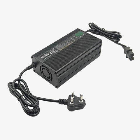54.6V 6A E-Scooty Battery Charger for 13S 48V NMC Lithium Battery Pack with Cooling Fan (Aluminium Casing)
