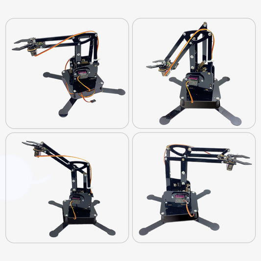 DIY Robotic Arm Kit 4 DOF Acrylic Mechanical Manipulator for STEM Learning - Without Servo Motor
