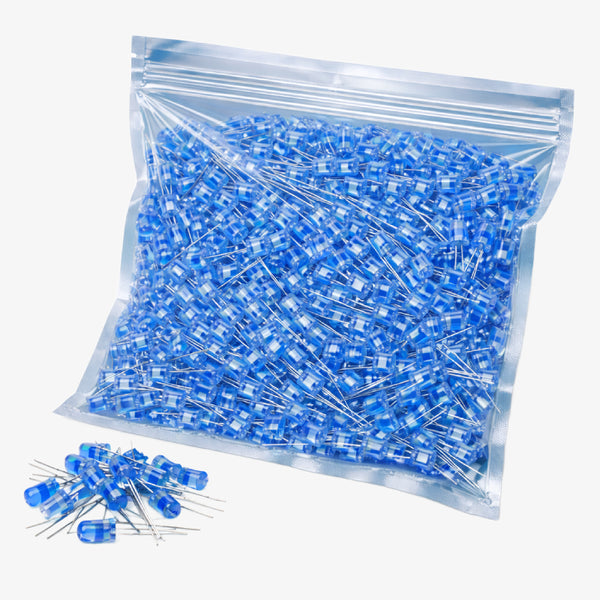 5mm Blue LED 1000pcs Pack - High Brightness Through Hole Indicator Light