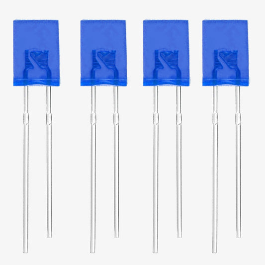 5mm Rectangle 2-Pin Through-Hole Flat Top Diffused LED - Blue