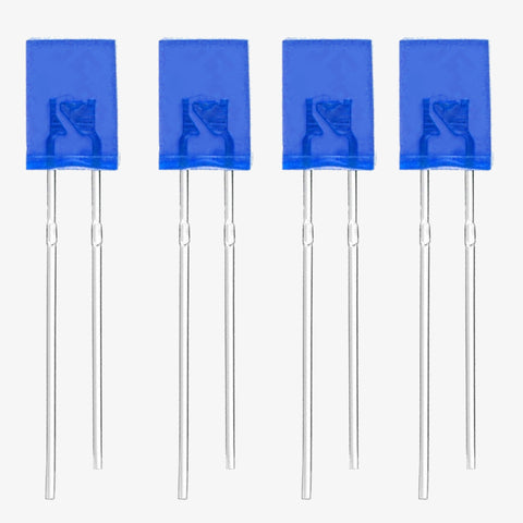 5mm Rectangle 2-Pin Through-Hole Flat Top Diffused LED - Blue