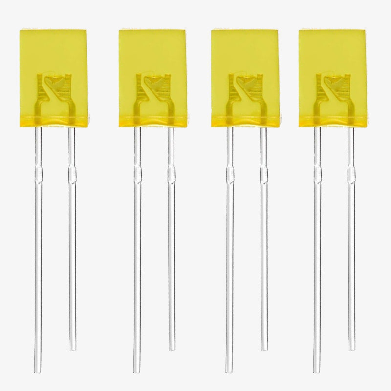 Yellow 5mm Rectangle 2-Pin Through-Hole Flat Top Diffused LED