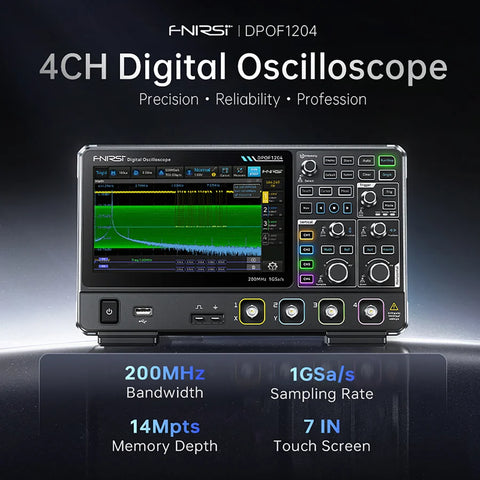 FNIRSI® DPOF1204 Analog 4CH 200MHz 1GSa/s Digital Phosphor Oscilloscope