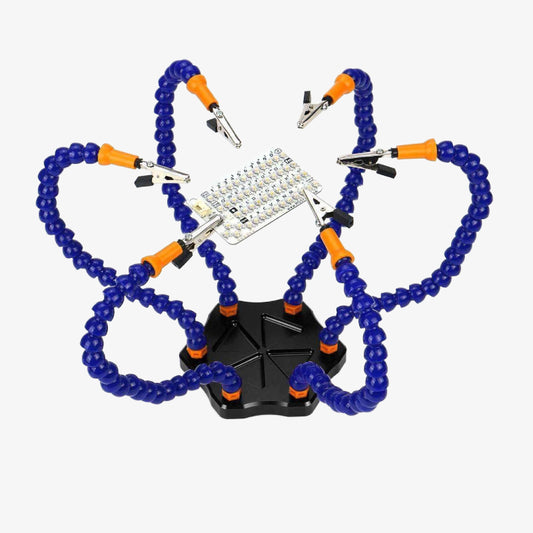 6 Flexible Arms Soldering Station With Swiveling Alligator Clips