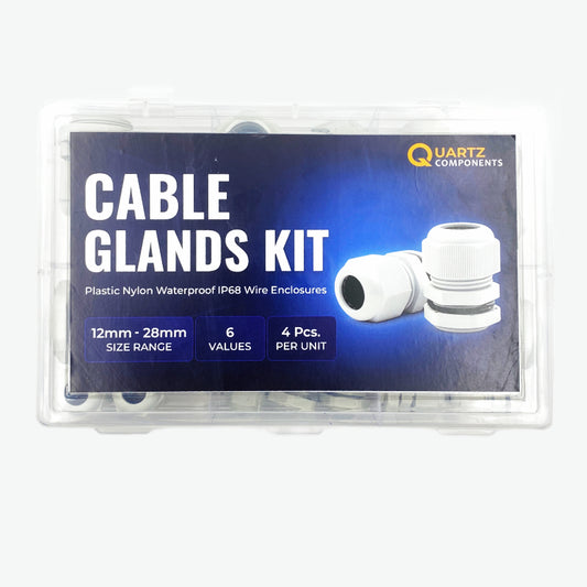 6 Values Plastic Nylon Waterproof IP68 Cable Gland Connector Kit from Size 12mm to 28mm