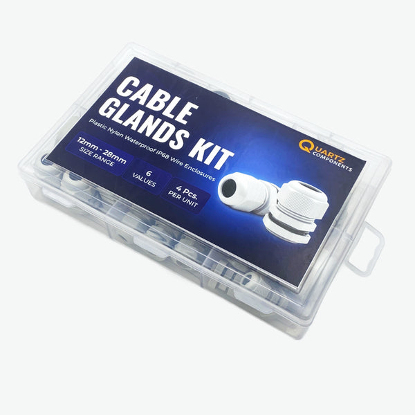 6 Types Plastic Nylon Waterproof IP68 Cable Gland Connector Kit from Size 12mm to 28mm - 24Pcs