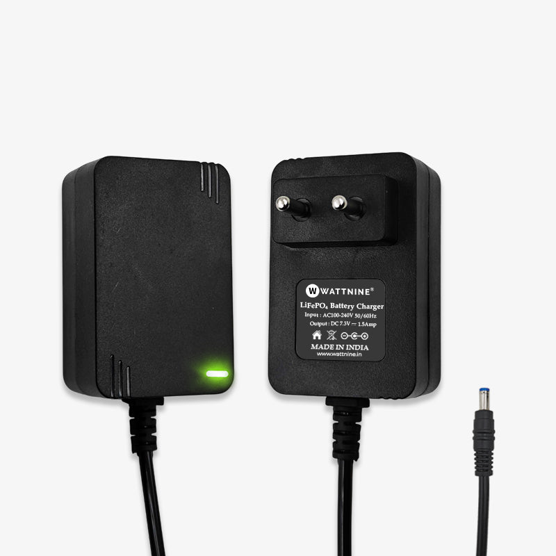 WATTNINE 7.3V 1.5A Wall Mount 2S LFP Lithium Battery Charger with CC/CV