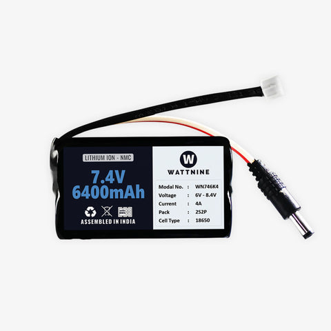 WATTNINE® 7.4V 6400mAh Rechargeable Lithium-ion Battery Pack with Warranty