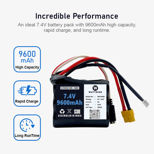 7.4V 9600mAh Rechargeable Lithium-ion Battery Pack
