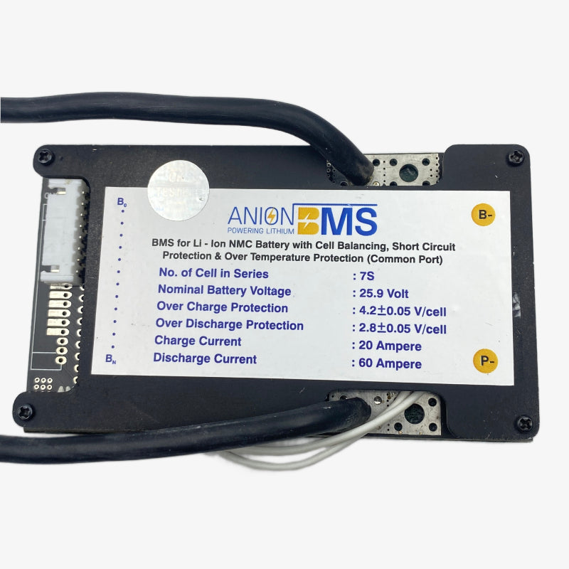 7S 24V/25.9V 60A BMS for Lithium Ion NMC Battery With Cell Balancing (Common Port)