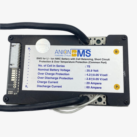 7S 24V/25.9V 60A BMS for Lithium Ion NMC Battery With Cell Balancing (Common Port)