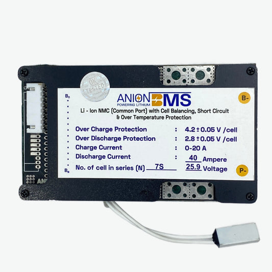7S 24V/25.9V 40A BMS for Lithium Ion NMC Battery With Cell Balancing (Common Port)