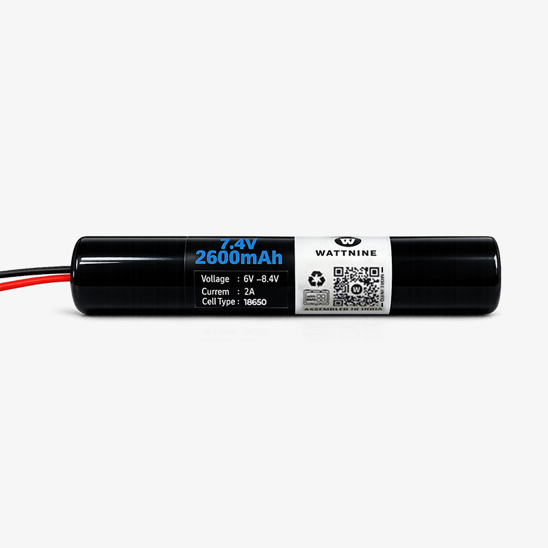 WATTNINE® 7.4V 2600mAh Rechargeable Lithium-ion NMC Battery Pack with Warranty for GPS, CCTV, and Commercial Application