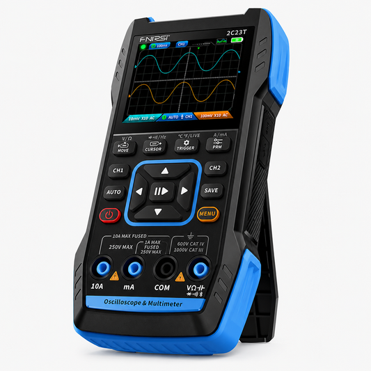 FNIRSI® 2C23T Plus Handheld Dual Channel 3-in-1 10MHz 50MS/s Oscilloscope Multimeter DDS Function Generator