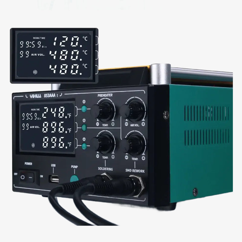 YIHUA 853AAA-I Basic Version 3 in 1 Digital SMD Rework Soldering Station with Hot Air Gun