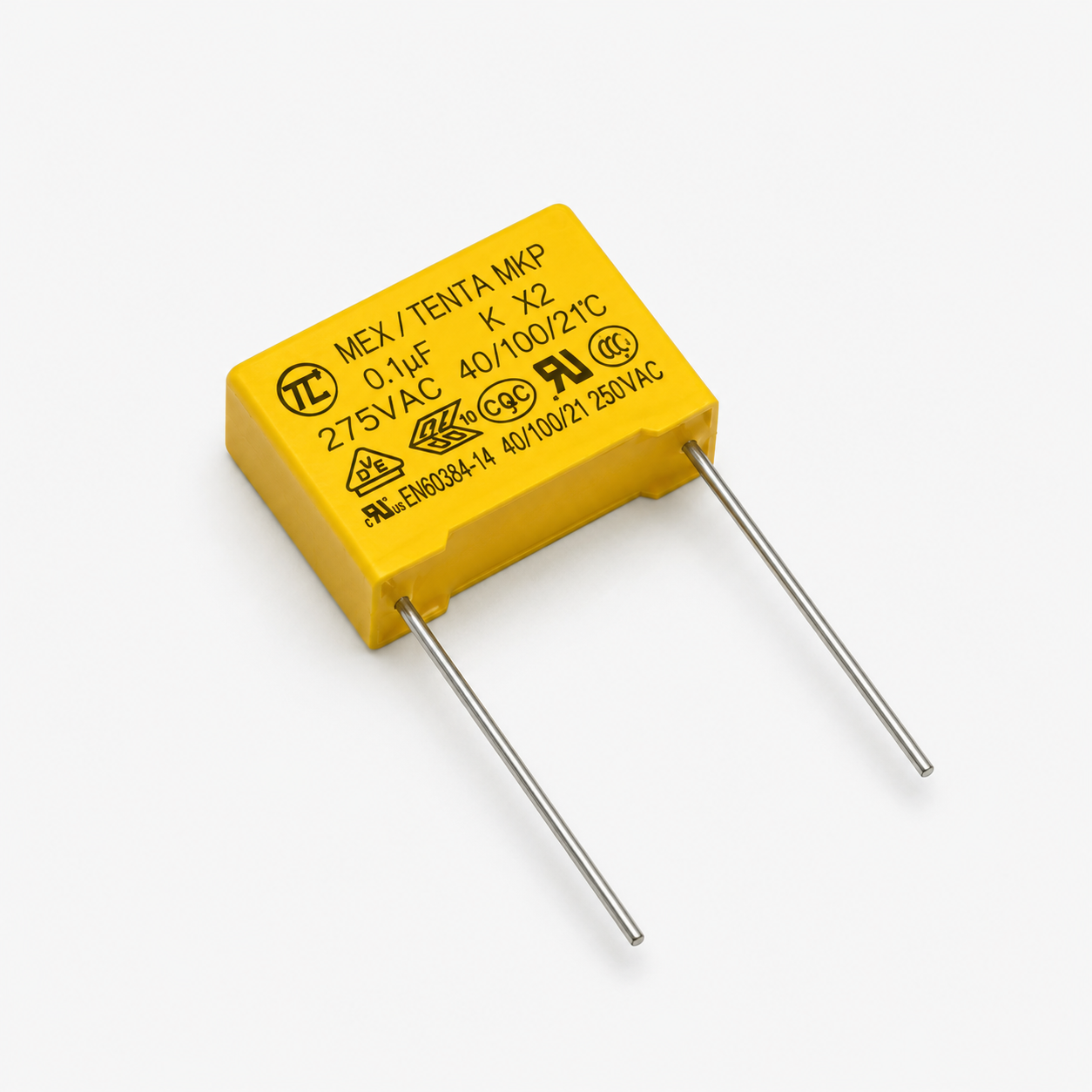 0.1uF 275V AC Polyester Box Capacitor (X2-104K) - Through Hole Package