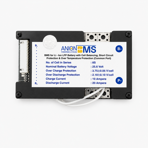 8S 25.6V 20A BMS for Lithium Ion LFP Battery With Cell Balancing (Common Port)